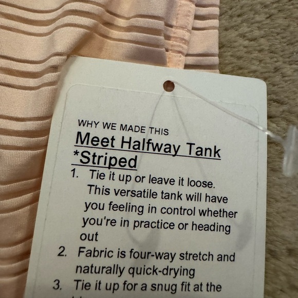 Lululemon- NWT Pale Pink Sleeveless Striped Meet Halfway Workout Tank Top - Picture 8 of 9